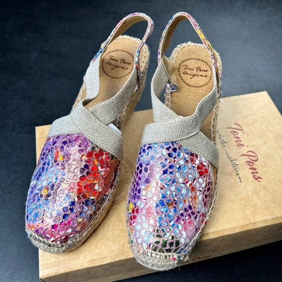 Toni Pons Telva‎ Espadrille Wedge Pump 37 Womens Leather Size 6.5 NEW - Picture 6 of 7